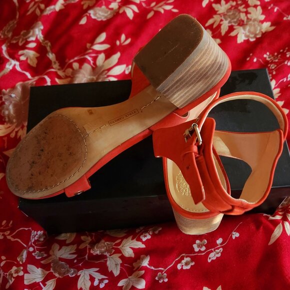 Sexy, ankle wrap open toe b'ful coral colour Vince Camuta grommet studded Sz 9 - Picture 3 of 5